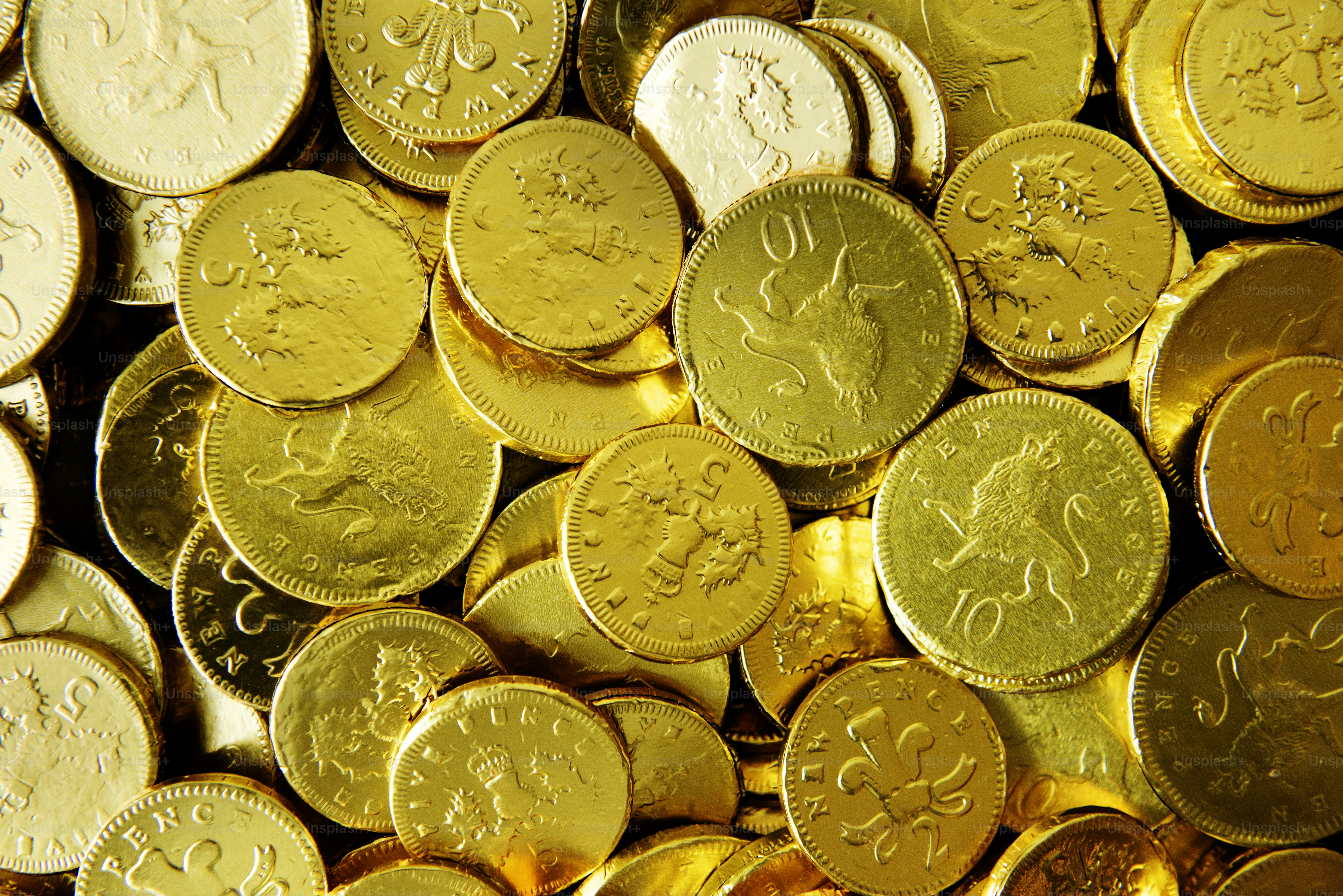 Golden chocolate coins